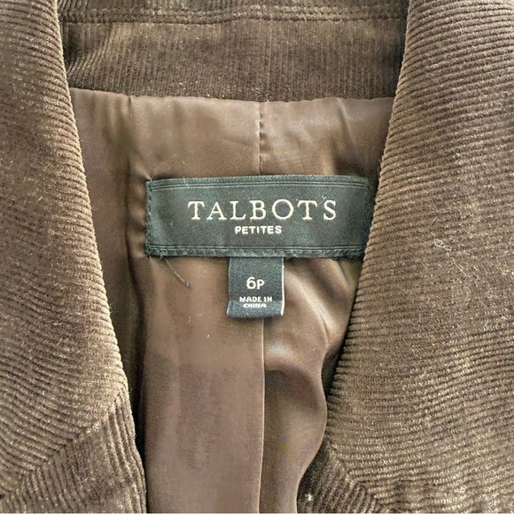 Talbots Size 6P Brown Corduroy Blazer Gold Buttons Horsebit Equestrian - Picture 15 of 16